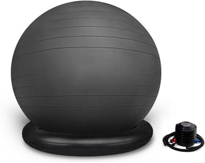 Zitbal Bureaustoel - Yogabal Balansbal - Ergonomisch Zitten - Met Ringbasis - 55 cm - One Color