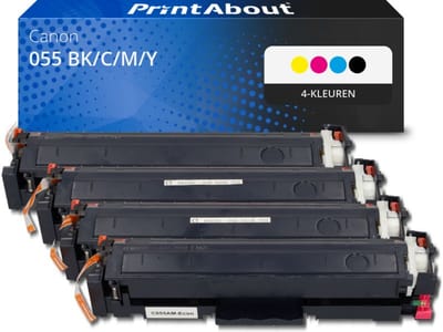 PrintAbout huismerk Toner 055 BK/C/M/Y 4-kleuren Multipack Geschikt voor Canon