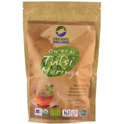 Чай с Тулси и Морингой (100 г), Real Tulsi Moringa Tea,  Organic Wellness beige