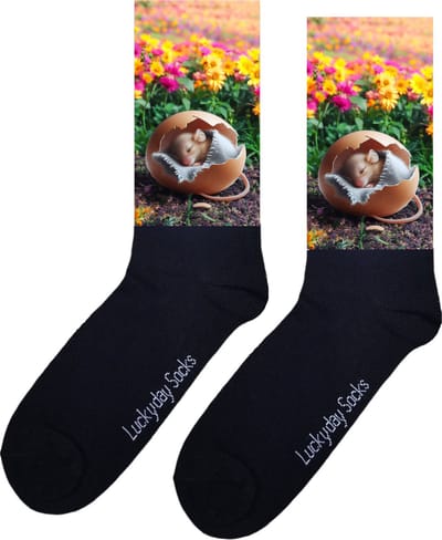 Muis - Opkikker - Grappige sokken - Valentijn cadeau - Verjaardag cadeau - Sint cadeau - Leuke sokken - Ei - Leuk cadeau - Vrolijke sokken - Cadeautje - Grappig cadeau - Kerstsokken - Vaderdag - Moederdag - Bloemveld - Socks maken Happy - 37-44