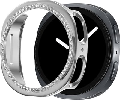 Bandz PC hard case hoesje met diamantjes - geschikt voor Samsung Galaxy Watch 9/8 - 40mm - beschermhoes van hard plastic - semi cover (zilver)