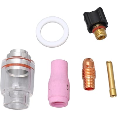 Kit de 6 Pièces Buse Torche Tig Lentille à Gaz 2.4mm Anti-Fissure Robuste Fiable Verre pour Torche TIG WP 9 20