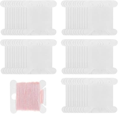 100 Stuks Witte Plastic Spoelen voor Borduurdraden - Draadopbergers voor Naai- en Borduurprojecten, Perfect voor Handwerken en Creatieve Klussen