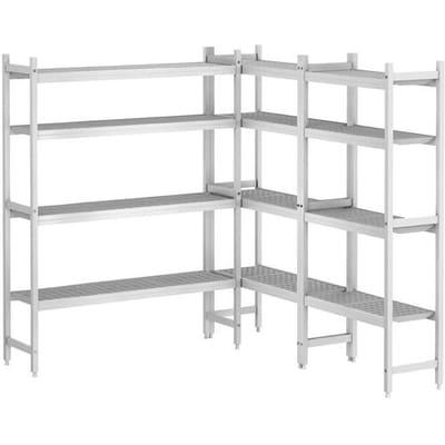 GGM Gastro Regalset Aluminium - L-Form rechts - Bautiefe: 360mm - Tragkraft: 600 kg Zilver