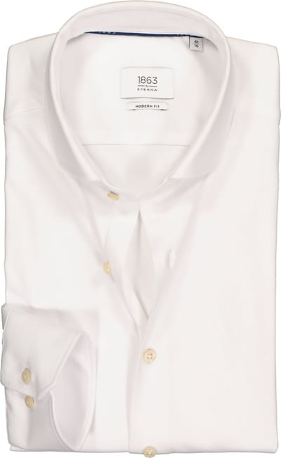 ETERNA modern fit overhemd - jersey heren overhemd - wit - Strijkvriendelijk - Boordmaat: 44