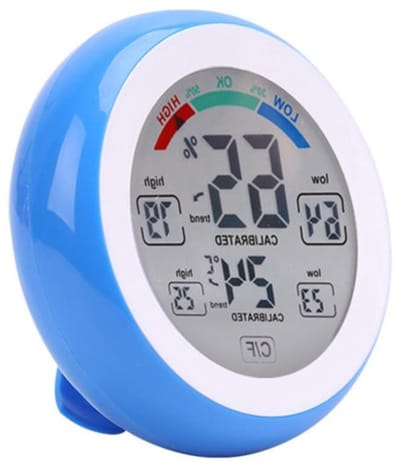 Digitale Thermo-hygrometer - Luchtmonitor Binnen - Klimaat Bewaken - Hoge Precisie Metingen - 90 x 90 x 26 mm - Blauw