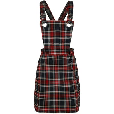 Hell Bunny - Gothic Midi-jurk - Clash Pinafore Dress - XS tot XL - voor Vrouwen - zwart-rood