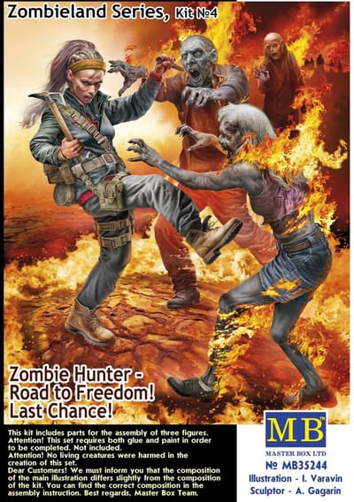 Master Box Modelbouwpakket Militaire voertuigen - 35244 Zombie Hunter: Road to Freedom! Last Chance! - Zombieland Series, Kit No. 4 Plastic - 1:35 - Modelbouw