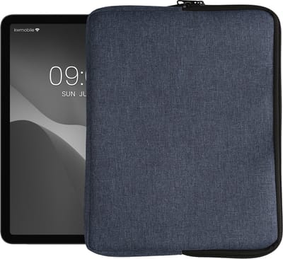 kwmobile universele tablet hoes geschikt voor 12,4"-12,9" Tablet hoesje - Stoffen cover voor tablets 28,7 x 21,7 cm - Tablet sleeve met rits - In donkerblauw