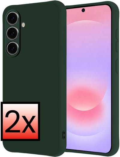 Hoesje - 2 Stuks - Geschikt voor Samsung Galaxy A37 - Sterk & Shockproof - Case Siliconen - Back Cover - Telefoon Hoes - Donkergroen