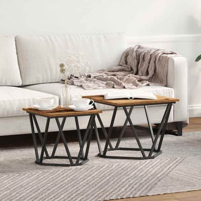vidaXL - Bijzettafelset - 2 - st - hergebruikt - hout - 50 - x - 50 - x - 40 - cm