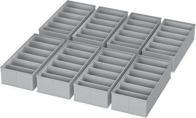 Lade-organizer, kleding voor baby's, 8-delige set, opbergsysteem, kledingkast, stof, ondergoed, opslag, lade-organizer, 30 x 15 x 9 cm, voor babycommode, sokken, grijs