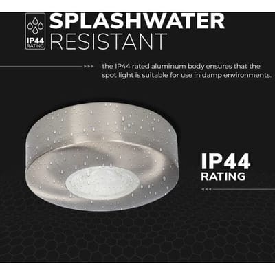 HOFTRONIC Pavo - Platte opbouwspot - LED - Rond zaagmaat 53mm - RVS - Dimbaar - Zeer lage opbouwdiepte 23mm - 3 Watt - 260 lumen - 230V - 2700K Extra warm wit - Plafondspots - Dunne opbouwspot voor badkamer en buiten - 5 jaar garantie