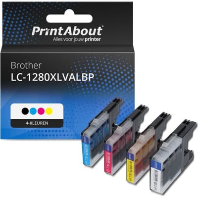 PrintAbout huismerk Inktcartridge LC-1280XLVALBP 4-kleuren Multipack Hoge capaciteit Geschikt voor Brother