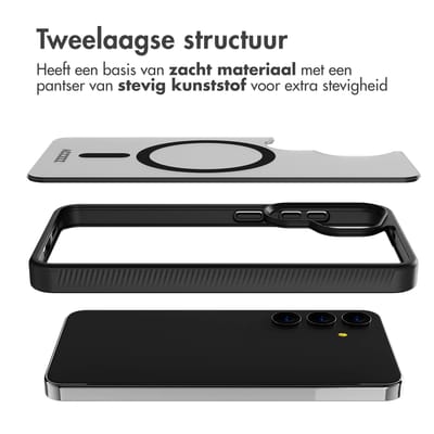 Accezz Hoesje - Geschikt voor Samsung Galaxy S24 Plus - Frosted Backcover met Magnetische Ring - Zwart