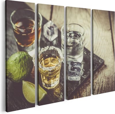 Artaza Canvas Schilderij Vierluik Alcoholische Drankjes - Drank - 80x60 - Foto Op Canvas - Canvas Print
