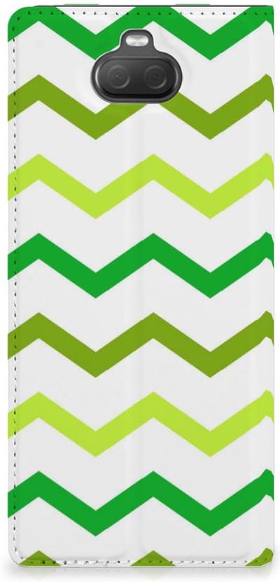 Sony Xperia 10 Plus Hoesje met Magneet Zigzag Groen