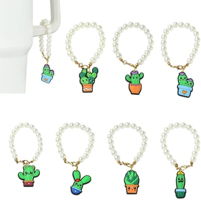 Dailygoods- Suncatchers 7 Stuks Cactusthema - Decoratieve Hangende Ornamenten - Sleutelhanger - DIY Craft Decor - Stabiele Legering en PVC-Plastic - Decoratie