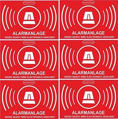 Alarm Stickers - Beveiligingslabels - Waarschuwing Installatie - Krasbestendig PVC - 52x35 mm - Rood