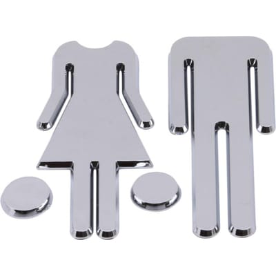 Toilet / Badkamer / Toilet / WC Deur Wandborden Bewegwijzering MAN & VROUW Kunststof Bord Aanwijsbord gray