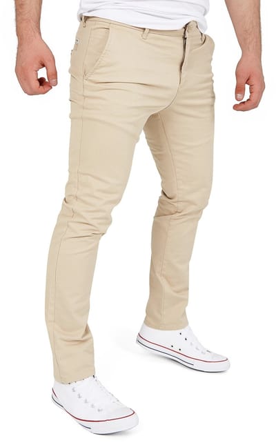 WOTEGA Heren Chinobroek Glenn – Slim Fit – Katoen Stretch – Beige – 5-pocket