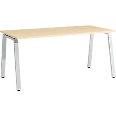 Schäfer Shop  Select Bureautafel Start Off, A-poot, rechthoek, staal/hout, B 1600 x D 800 x H 735 mm, esdoorn