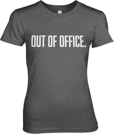 Dames Fun Tshirt -S- OUT OF OFFICE Grijs