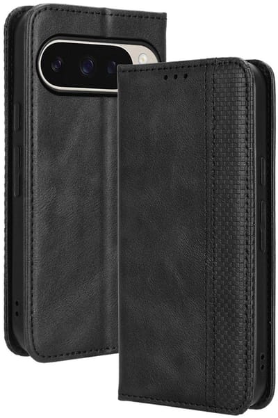 Coverup Hoesje - Geschikt voor Google Pixel 10 / Pixel 10 Pro Hoesje - Coverup Vintage Style Book Case - Zwart