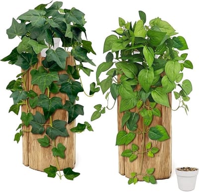 Set van 2 kunsthangplanten met pot - groen - voor binnen en buiten