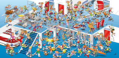 Cartoon plafondplaat - Poster - Roland Hols - Sportschool - 120 x 60 cm - Forex 10 mm dik - Tandarts - Orthodontist -Mondhygiënist - voor boven de behandelstoel