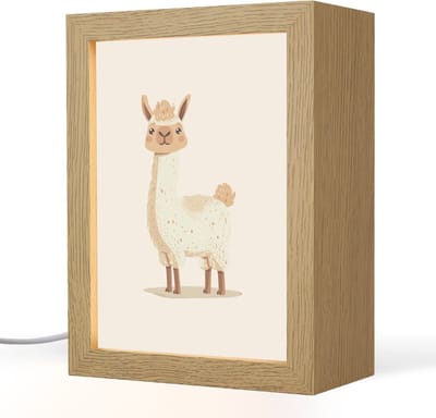Nachtlampje 15x20 cm - Kinder lampje - Lama - Dieren - Boerderij - Pastel - Tafellamp kinderkamer - Slaapkamer lamp - Bedlamp kinderen - Kinderlampje stopcontact - Wandlamp babykamer - Nachtlampjes