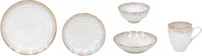 Costa Nova servies Taormina wit met gouden rand set 5 delig - dinerbaard - diepbord - ontbijtbord - kom - beker