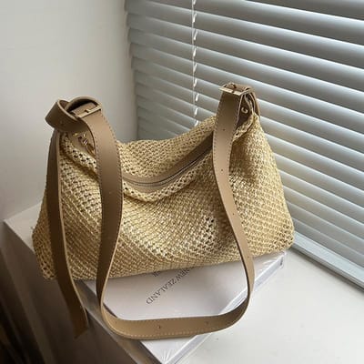 Grote geweven tas voor dames Zomer Mode Crossbodytas voor dames Ins College studenten Pendelen Speelgoedtas gray
