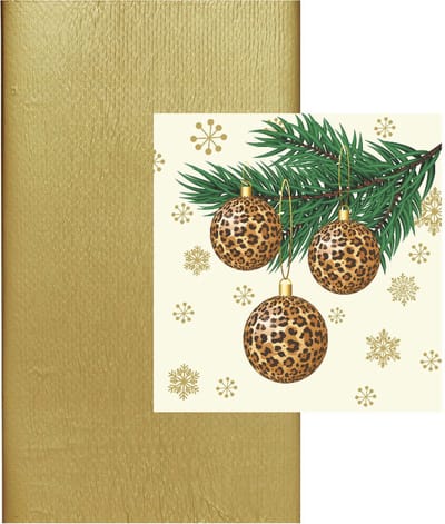 Kerst thema tafel set met luipaard print goud