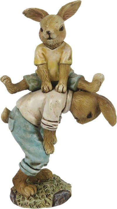 Clayre & Eef Beeld Konijn 15 cm Bruin Blauw Polyresin Woonaccessoires