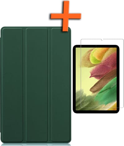 Hoesje - Geschikt voor Samsung Galaxy Tab S6 Lite - Met Screenprotector - Trifold Bookcase - Hard Cover - Hardcover Book Case - Tablet Hoes - Donkergroen