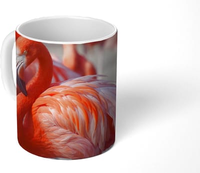 Mok - Koffiemok - Flamingo - Vogel - Dieren - Roze - Mokken - 350 ML - Beker - Koffiemokken - Theemok