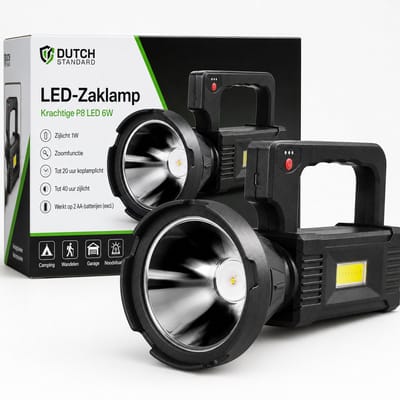 Krachtige Militaire Zaklamp – IP65 Waterdicht – Werkt op Batterijen – Voor Buiten & Noodpakket