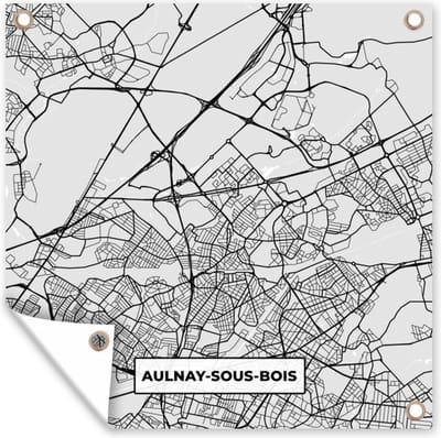Tuin poster Aulnay-sous-Bois - Plattegrond - Frankrijk - Kaart - Stadskaart - 200x200 cm - Tuindoek