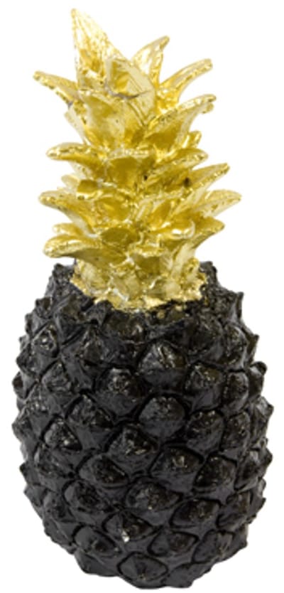 HOBI - Hars Decoratie Ananas Zwart en Goud 18 cm Tropisch Chique