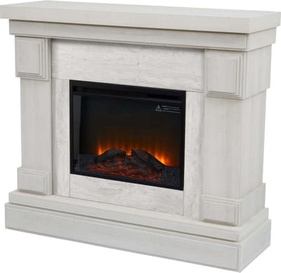 Teamson Home Hestia Vrijstaand Elektrisch Haard - Nep Marmeren en Houtnerf - 120,7cm lang - Grij