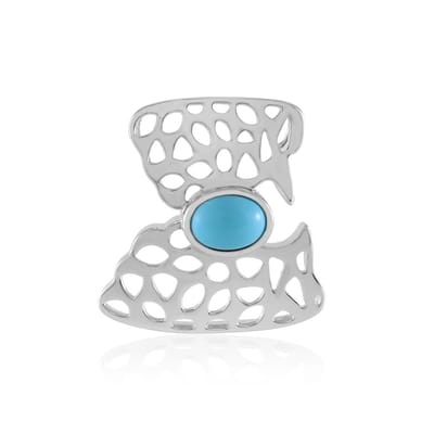 Cavill - Zilveren Hanger - 925 Sterling Zilver - Sleeping Beauty Turkoois 1.03 ct - Ovaal Cabochon - Modern Organisch Design - MONOSONO