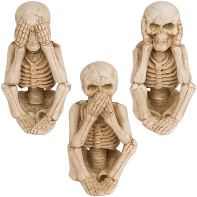 Dailygoods- Skeletfiguren set 3-delig - Halloween-decoratie - Doodshoofd figuren - Polyhars - 11,5 cm - Grappige sombere humor - Decoratiefiguren