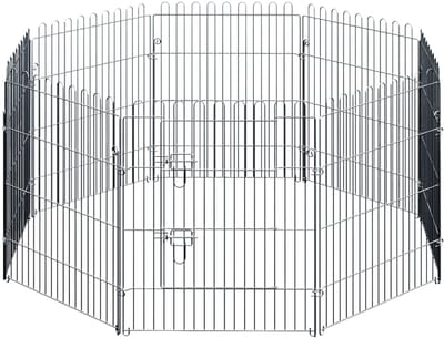 Zenzee Puppyren - Hondenren - Konijnenren - 120 x 120 x 76 CM - Opvouwbaar - Met Deur - 8 panelen - Zwart