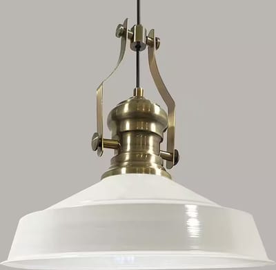 Bamyum Hangende Metalen Lamp Ø41 cm, E27, Vintage Lamp, Wit Binnenkant