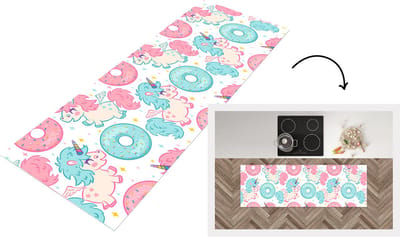 Keukenloper - Loper keuken - Eenhoorn - Donut - Baby - 150x50 cm - Keukenloper vinyl