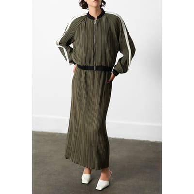 French Connection Niri Plisse Bomber Jacket Khaki/black/porcelai Größe: M | Bomberjacken Outlet | Damen | Braun