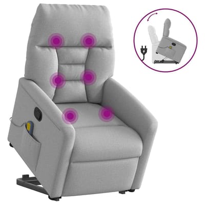 vidaXL - Sta-op-massagestoel - verstelbaar - stof - wolk - grijs