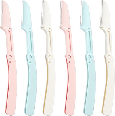 Gezichtsscheerapparaat Voor Vrouwen - 6-Pack - Opvouwbaar Wenkbrauwscheerapparaat - Draagbaar Gezichtshaarverwijderingsscheerapparaat - Veilig Gezichtsscheerapparaat