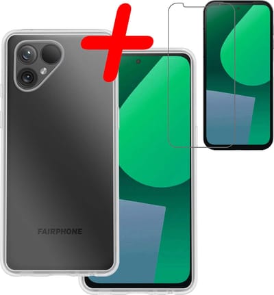 Hoesje Met Screenprotector - Geschikt voor Fairphone 5 - Sterk & Shockproof - Back Cover - Siliconen Case - Telefoon Hoes - Transparant